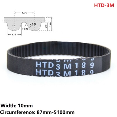 3mm Pitch 10mm Width Closed Loop Synchronous HTD3M Timing Belt 3M Pulley 87-5100