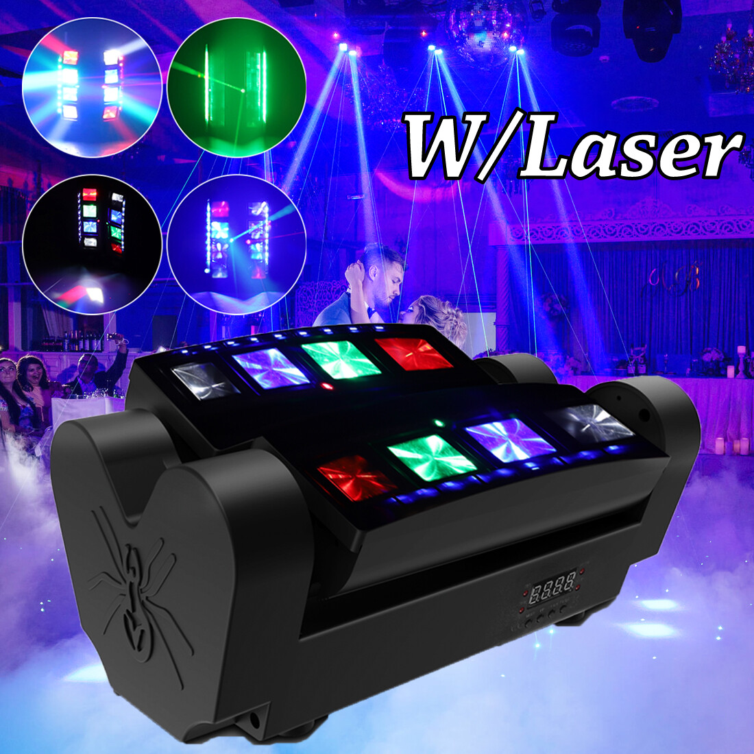 180W RGBW Laser Spider Moving Head LED Stage Light Beam DMX Disco Party DJ Light