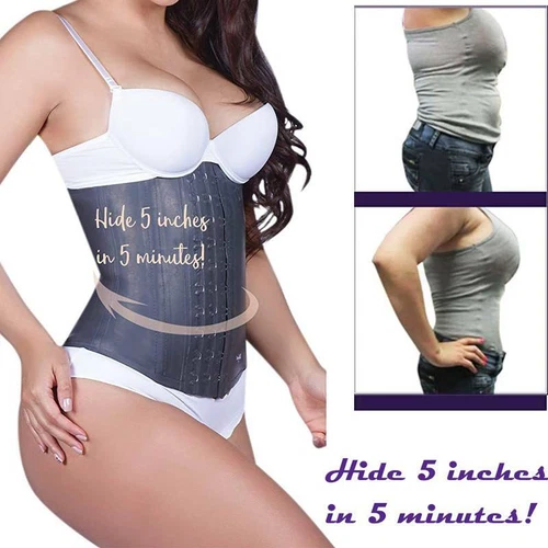 UK LATEX Waist Trainer Cincher Girdle Long Torso Shaperwear Tummy Control Shaper - Picture 3 of 23