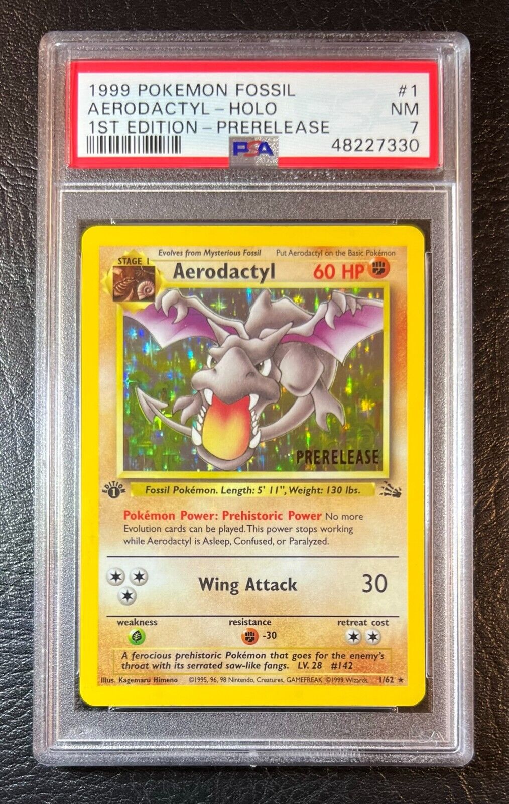 1999 POKEMON FOSSIL AERODACTYL-HOLO #1 1ST EDITION PSA 9 MINT