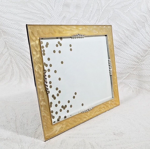 YELLOW ENAMEL & RHINESTONE FREE STANDING TABLE TOP PICTURE FRAME 8x10 - Picture 18 of 18