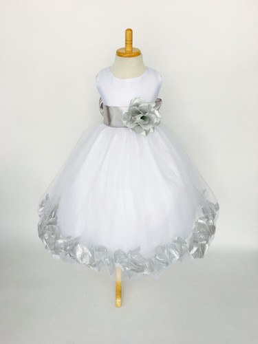 Flower Girl Dress Bridesmaid White Rose Petal Birthday Recital Pageant Easter 24 - 第 168/177 張圖片