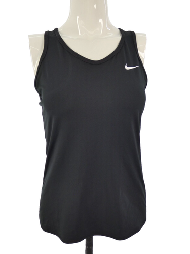 Nike Womens Tank Top Dri Fit Black Racer Back Mesh Swoosh Logo Tennis Yoga S - Picture 6 of 10