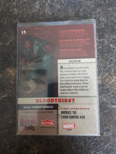 2022 Fleer Ultra Midnight Sons Silver Bloodthirst Card# 13 - Picture 2 of 2