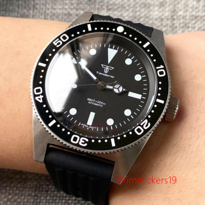 Tandorio 41mm 300M PT5000 NH35A Automatic Men's Watch Black Dial Sapphire