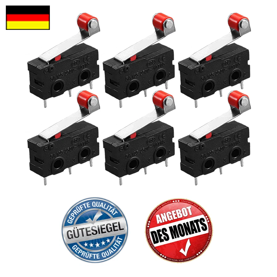 ✅ 6 Micro Endschalter Tür Schalter Rollenhebel Öffnen Schließen Schnappschalter✅ - Bild 3 von 4