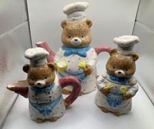 Vintage Battat Bear Teapot, Sugar, And Creamer