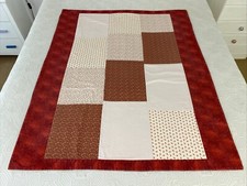 Handmade Patchwork Cotton Quilt Red Christmas Geometric Floral 125 cm x 100 cm