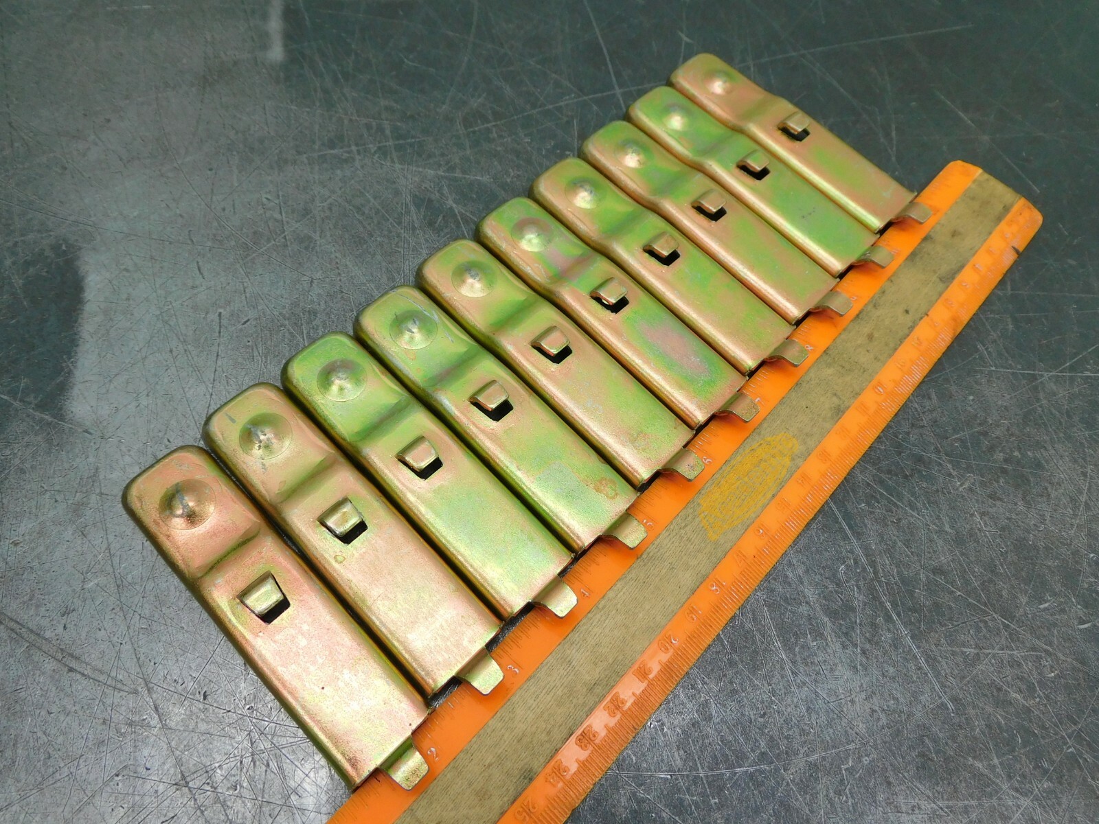 Lot of Ten (10) Steel Shelf Clips Industrial Metal Shelving Fits Edsal Shelving