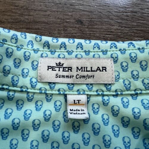Peter Millar Sommer Komfort Golf Polo blau grün Totenkopf Druck Herren Größe Large LT - Bild 4 von 8