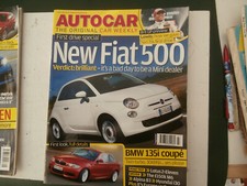 Autocar 2007.Road test.Lotus 2-Eleven.Fiat 500.British GP. Hamilton.BMW 135i.