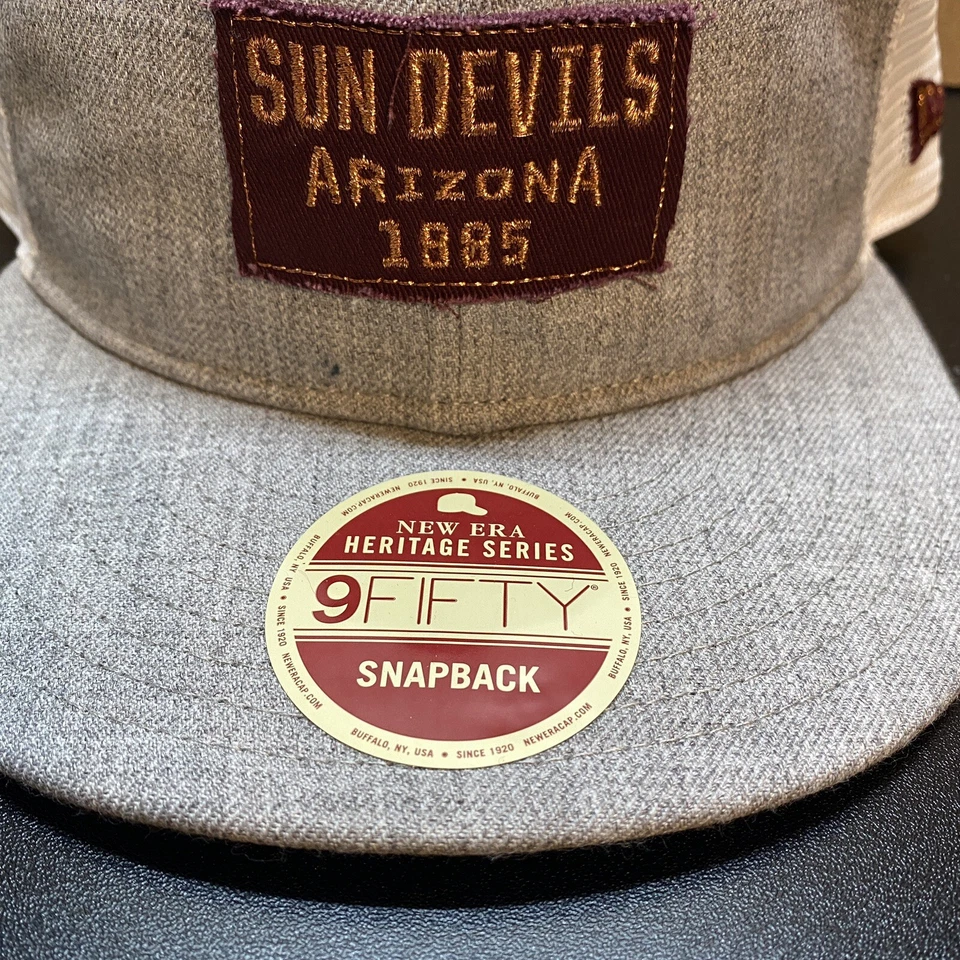 Arizona State Sun Devils Snap Back Hat Cap Trucker Gray White New Era 9FIFTY ASU - Image 3 of 4