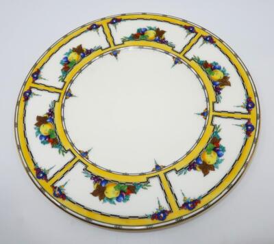 Minton H3614 Yellow Borders with Fruits & Flowers, Dinner Plate, 10 1/4''