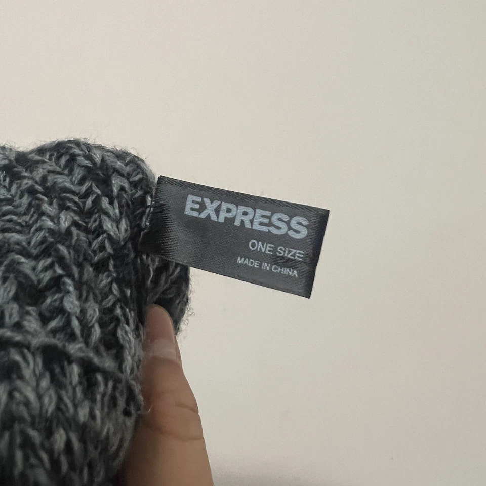 Gorro Express Gris Negro Tejido Gofre Talla Única Adulto Mezcla Lana Patinador Y2K Foto 4 de 4