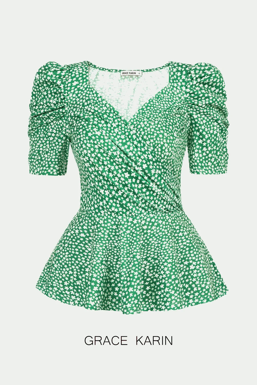 BNWT RRP £30 Size XXL 16-18 GREEN Ditsy Floral Party Puff Sleeve Floral Top