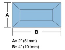2"x4" Blue Rectangle Glass Bevel 10Pack