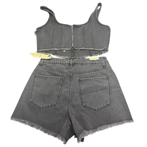 Banjara Crop Top Short Set Broken Zipper Shorts Embroidered Large size 9 - Picture 3 of 5