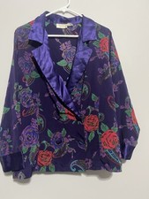 Victorias Secret SleepShirt Womens S Satin Gold Label Floral Paisley Purple