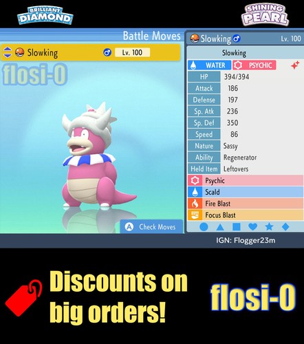 6IV Shiny Slowking Pokemon Strahlender Diamant und Leuchtende Perle - Bild 1 von 2