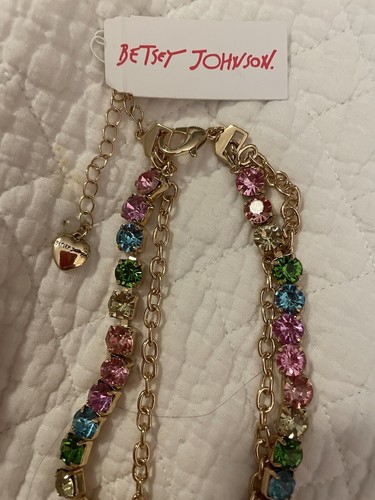 Betsey Johnson Blue Gummy Bear And Rhinestones Double Strand Necklace - Picture 2 of 5
