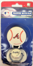 MLB Atlanta Braves Pacifier With Clip - Holder, New