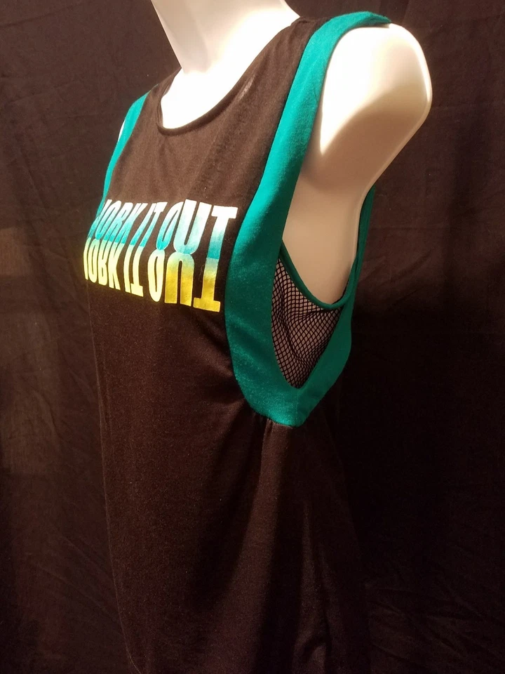 CAMISETA ENERGIE NEGRA VERDE FITNESS GIMNASIO MANGA CORTA WORK IT OUT XS XSMALL Foto 3 de 4