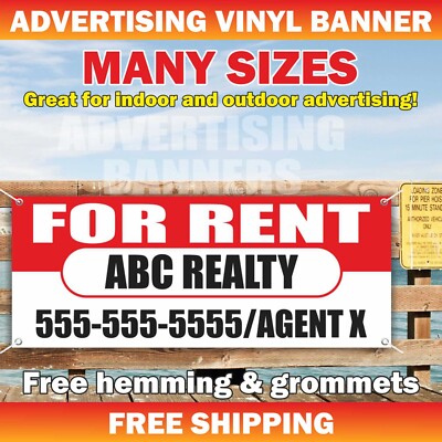 FOR RENT ABC REALTY Advertising Banner Vinyl Mesh Sign Rental Sale Lease Realtor