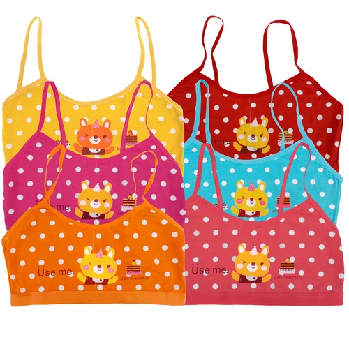 6 Pieces GIRL'S TRAINING BRA MULTICOLOR MULTI DESIGN COTTON SPANDEX 8-12 YRS - Picture 32 of 39