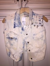 New With Tags Vintage Studded Denim Vest By Annelise Jacobsen London One Size