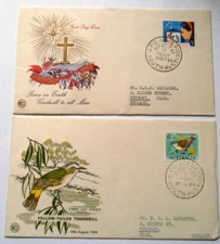 Australia 1964 - 2 x FDC's - Peace on Earth & Yellow Tailed Thornbill