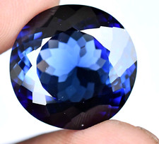 Natural Blue Ceylon Sapphire 34.30 Ct Round Certified Stunning Loose Gemstone