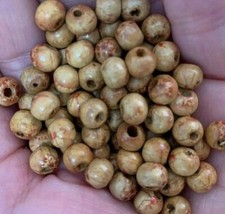 Patterned small wooden beads Wooden Seed infill bead, Craft, 7mm 100 pcs, W3.a