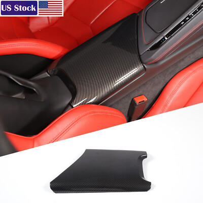 For C8 Corvette Stingray 20-26 Carbon Fiber ABS Console Armrest Box Cover US