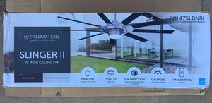 Fanimation Slingerll72inch Ceiling Fan Model LP8147SLBNBL Brushed