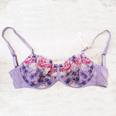 Victoria's Secret Dream Angels Unlined Floral Embroidered Demi bra Purple  lace | eBay