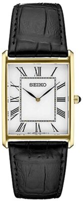SEIKO SWR052時計 Seiko Men's Stainless Steel Japanese Quartz SWR052 Black Leather