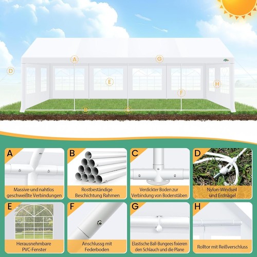 Partyzelt 3x9m - 5x10m Festzelt Pavillon Gartenzelt mit Fenstern Bierzelt weiß## - Bild 18 von 59