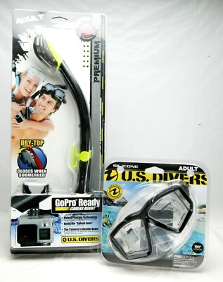 Aqualung US Divers PRO SideView 180° Diving Mask & Snorkel. Best For GOPRO. NEW.