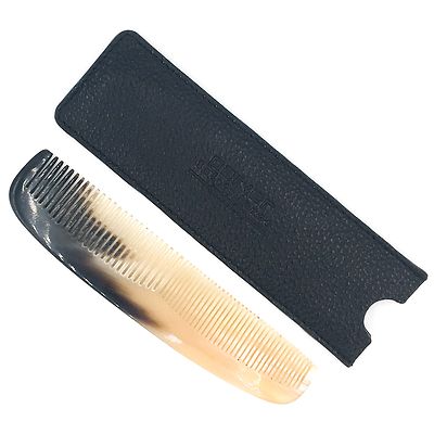 Parker 100% Genuine Horn Pocket Comb in Leather Pouch - Smooth & Anti Static