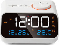 Golzar Multifunctional Digital Radio Alarm Clock - 0-100% Infinite Dimmer, Radio