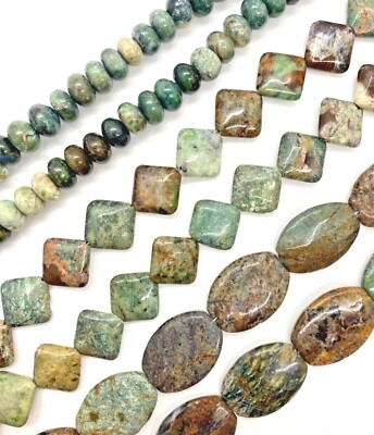 Natural Rainforest Jasper OVAL 30x22mm SQUARE 16mm RONDELLE 11mm 16in. Strand