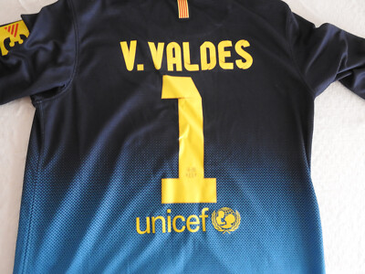 バルセロナ　GKユニフォーム　V. Valdes 1 FC Barcelona Goalkeeper Jersey #1 V. Valdes Nike Blue Shirt