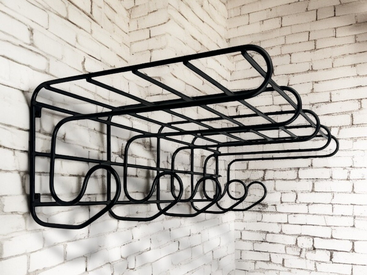 Vintage IKEA Fran BLACK METAL Wall Shelf Coat Rack LOUISE