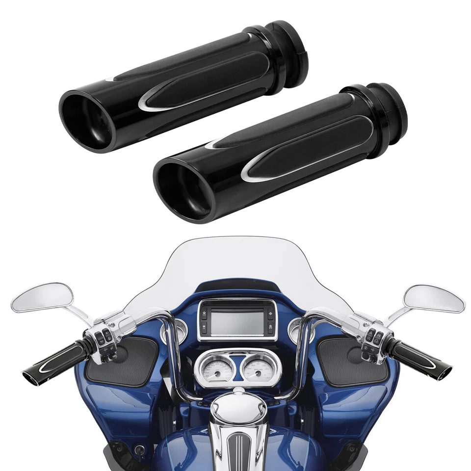 1'' 25mm CNC Electric Handle Bar Grips Fit For Harley Electra Street Glide Black - Image 2 of 4