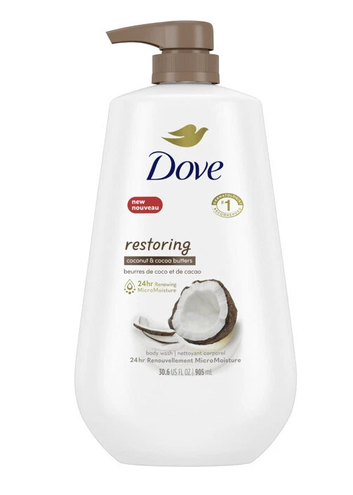 Dove Restoring Liquid Body Wash with Pump Coconut Cocoa Butter 30.6 oz