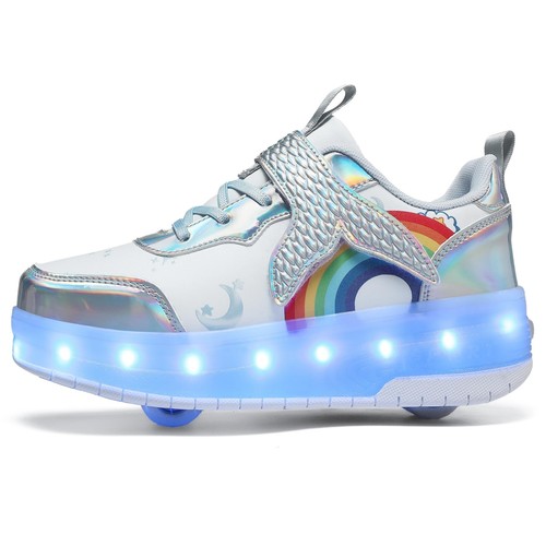 Nsasy Roller Shoes Girls Boys Wheel Shoes Kids Roller Skates Shoes LED Light Up