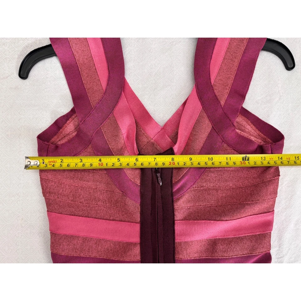Aqua Bandage Dress Bodycon Sleeveless Ombre Pink Purple Mini S - Image 4 of 4