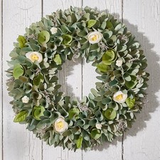 Spring Floral Peony Blossom Wood & Recycled Polyester Wreath Width 42cm