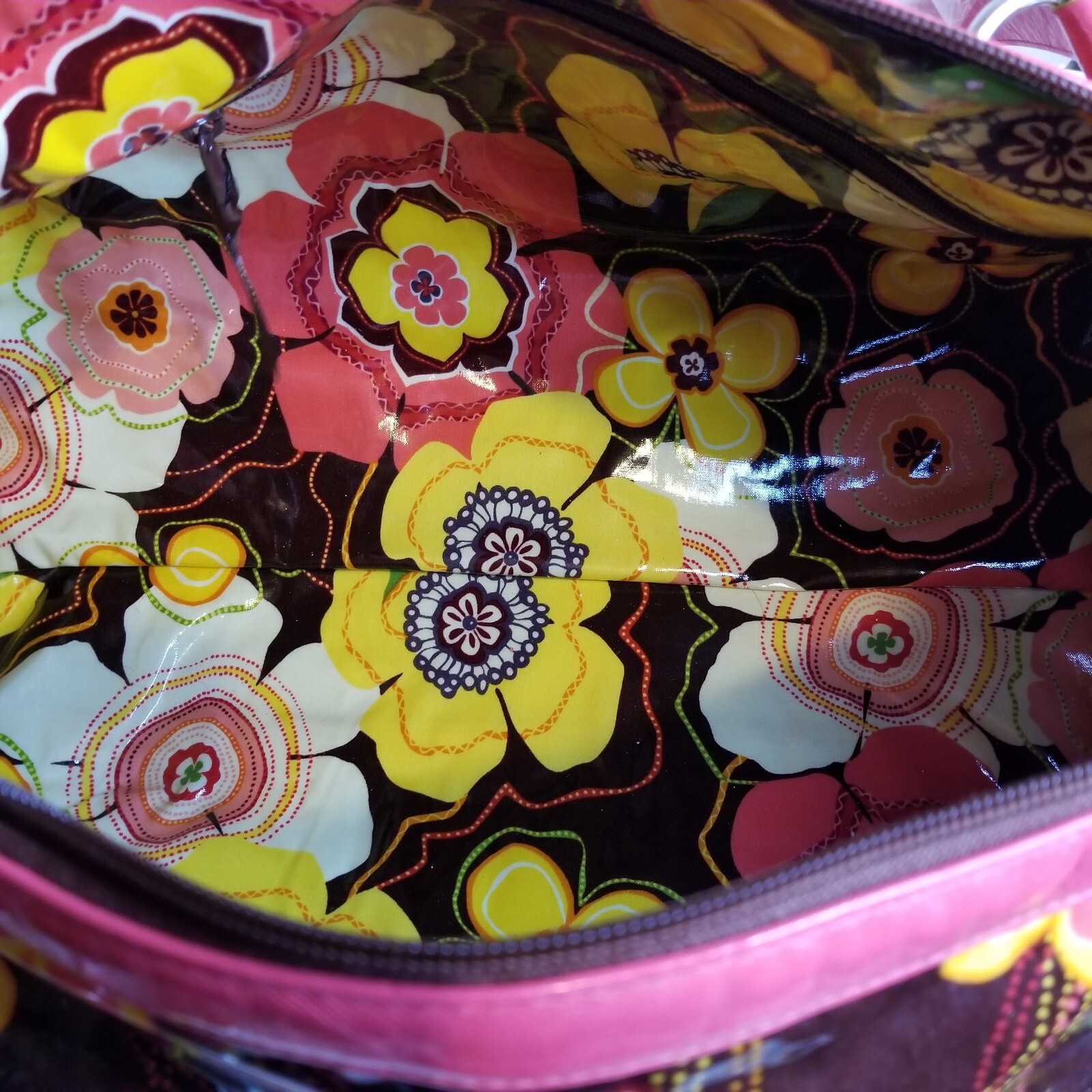 Vera Bradley Buttercup Vinyl Honor Roll Frill Duffel Bag w/Flower