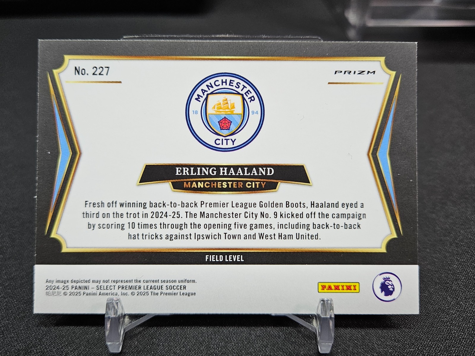 Erling Haaland Panini Prizm 2024-25 Field Level Red Ice Prizm #227 Man City view 2